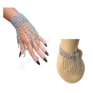 SilverTassel Choker Necklace & Arm Wrist Jewelry Accessory Halloween NEW